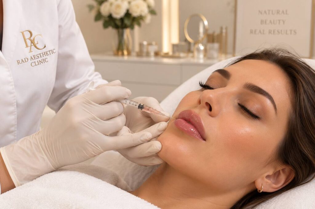 Kvinna får fillerbehandling på RAD Aesthetic Clinic